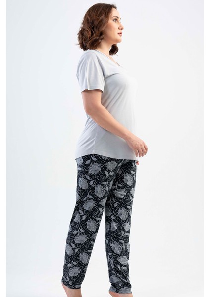 Vıscon Büyük Beden Kısa Kol Pijama Takım