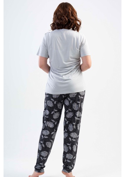 Vıscon Büyük Beden Kısa Kol Pijama Takım