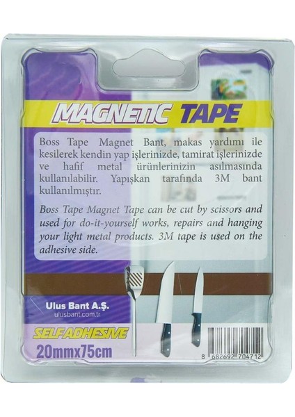 Bos Yapışkanlı Magnet Mıknatıs Kesilebilir Bant 20 mm X75 cm