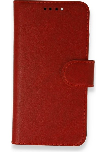 Oppo A16 Uyumlu Delüxe Kapaklı Standlı Cüzdanlı Suni Deri Kılıf Kırmızı