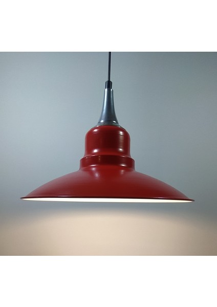 Vintage Krımızı Gümüş Askılı Metal Sarkıt Avize