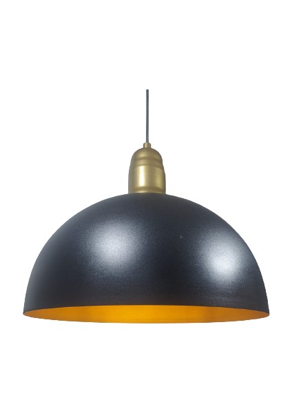 Retro Rustik Metalsarkıt Avize Siyah Içi Altın 40 cm En