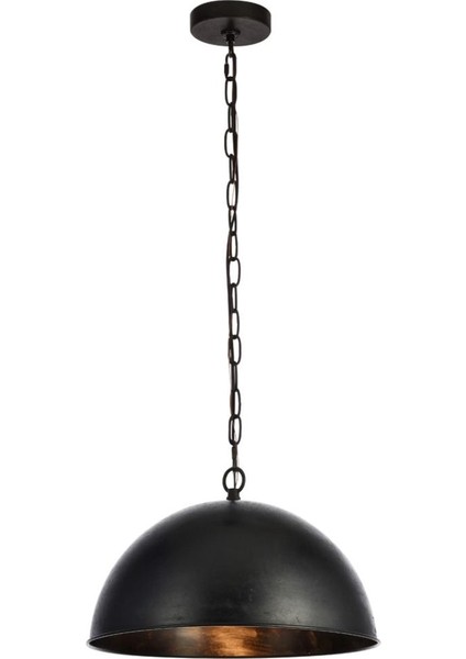 Retro Rustik Metal Sarkıt Avize Siyah Içi Eskitme Patinalı En 40 cm