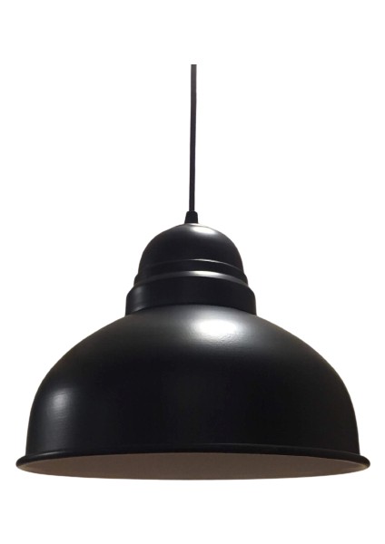 Retro Metal Sarkıt Avize Siyah Içi Beyaz