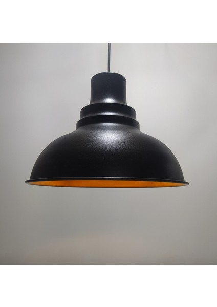 Retro Rustik Metal Sarkıt Avize Siyah Içi Bakır