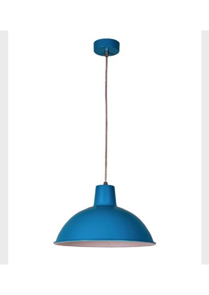 Retro Mavi Içi Beyaz Metal Sarkıt Avize