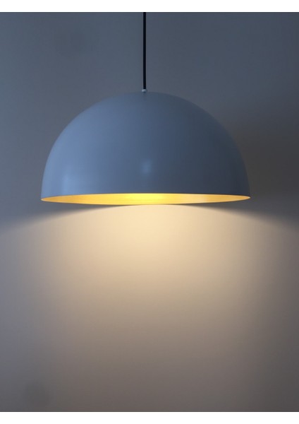 Spor Beyaz Içi Sarı Metal Sarkıt Avize 40CM