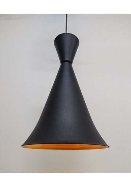 Retro Rustik Konik Metal Sarkıt Siyah Içi Altın