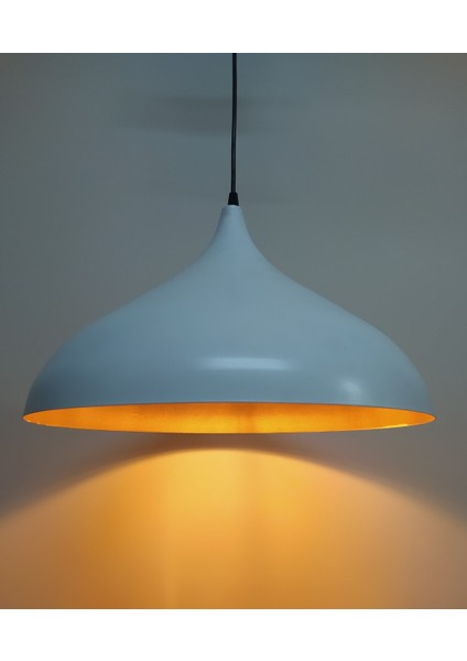 Beyaz Içi Altım Metal Sarkıt Avize Rustik Retro Avize 43 cm