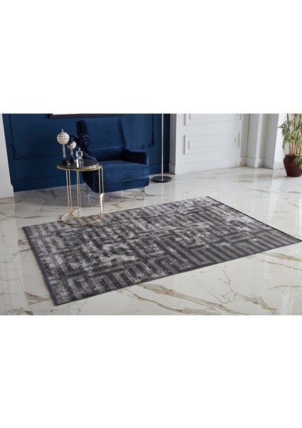 Deco Milano 12256 Yüksek Kalite Modern Yıkanabilir Gri Salon Halısı Polllini Halı