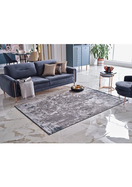 Deco Milano 12254 Yüksek Kalite Modern Yıkanabilir Gri Salon Halısı Polllini Halı