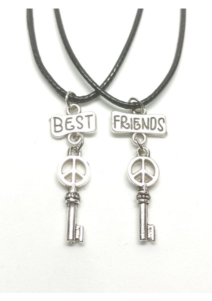 Barış Sembollü Anahtar Bff Arkadaşlık Best Friends Kolyesi Bff Kolye 2'li Kolye