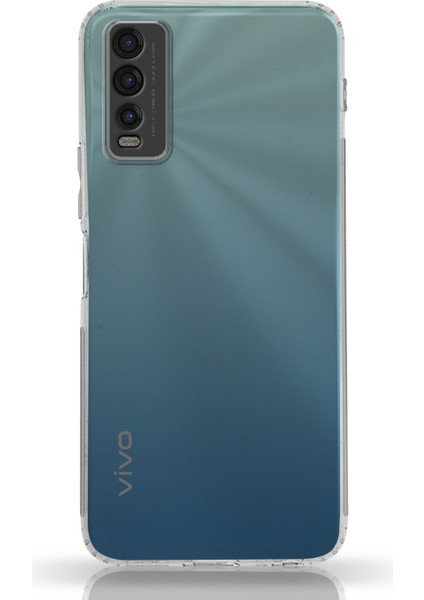 Case World Vivo Y20S ile Uyumlu Kapak Tıpalı Kamera Korumalı Şeffaf Premier ile Uyumlu Kılıf