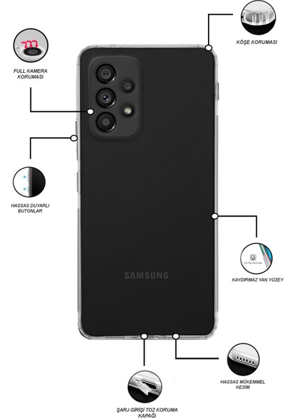 Samsung Galaxy A53 Kapak Tıpalı Kamera Korumalı Şeffaf Premier Kılıf fiyatları