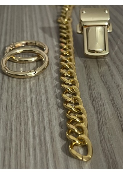 Gold Çanta Aksesuar Zincir Set