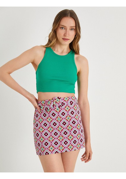 Basic Crop Atlet Halter Yaka Pamuklu