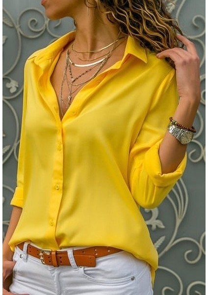 Dokuma Viskon Kumaş Basic Gömlek (13 Renk)