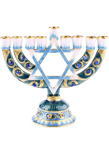 Vintage Menorah Mumluk El Boyalı Judaica Şamdan Klasik Dekor A (Yurt Dışından)