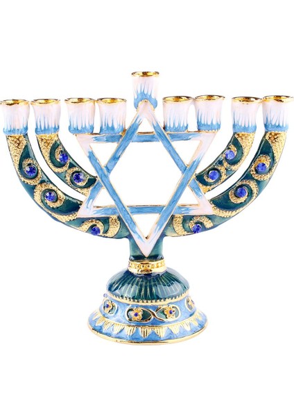 Vintage Menorah Mumluk El Boyalı Judaica Şamdan Klasik Dekor A (Yurt Dışından)