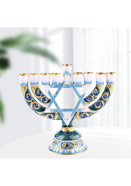 Vintage Menorah Mumluk El Boyalı Judaica Şamdan Klasik Dekor A (Yurt Dışından)