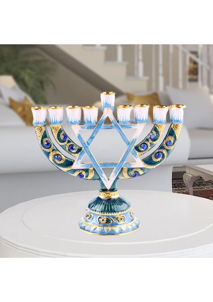 Vintage Menorah Mumluk El Boyalı Judaica Şamdan Klasik Dekor A (Yurt Dışından)