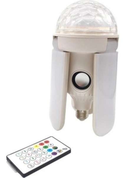 Disko Topu Rgb LED Işıklı Renkli Işık Lamba 3 Kanatlı Uzaktan Kumandalı Bluetooth Hoparlör