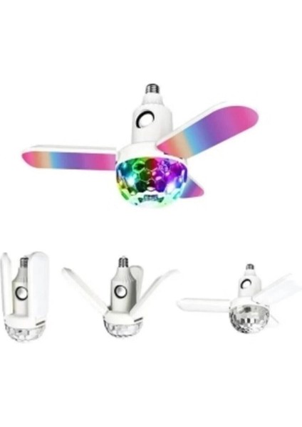 Disko Topu Rgb LED Işıklı Renkli Işık Lamba 3 Kanatlı Uzaktan Kumandalı Bluetooth Hoparlör