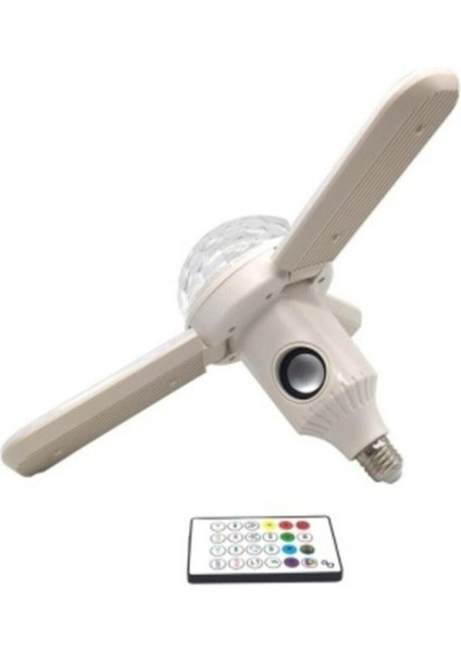 Disko Topu Rgb LED Işıklı Renkli Işık Lamba 3 Kanatlı Uzaktan Kumandalı Bluetooth Hoparlör