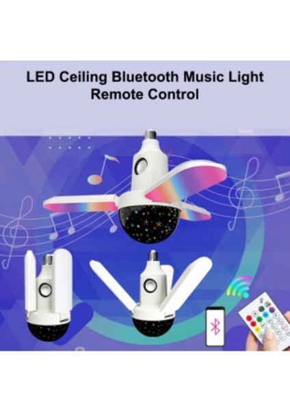 Disko Topu Rgb LED Işıklı Renkli Işık Lamba 3 Kanatlı Uzaktan Kumandalı Bluetooth Hoparlör