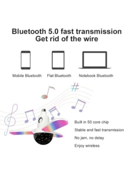 Disko Topu Rgb LED Işıklı Renkli Işık Lamba 3 Kanatlı Uzaktan Kumandalı Bluetooth Hoparlör