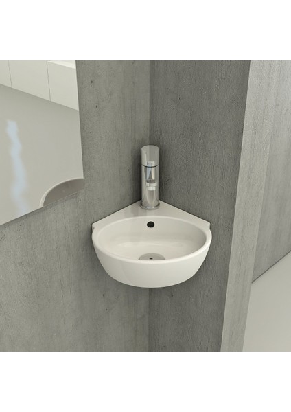 Bocchi Taormina Arch Köşe Lavabo 30 Cm Parlak Beyaz 1392-001-0126