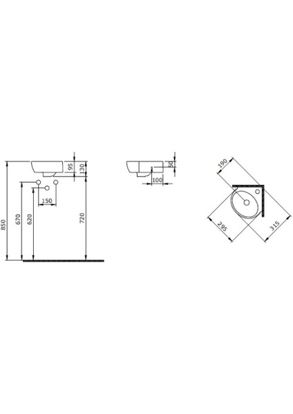 Bocchi Taormina Arch Köşe Lavabo 30 Cm Parlak Beyaz 1392-001-0126