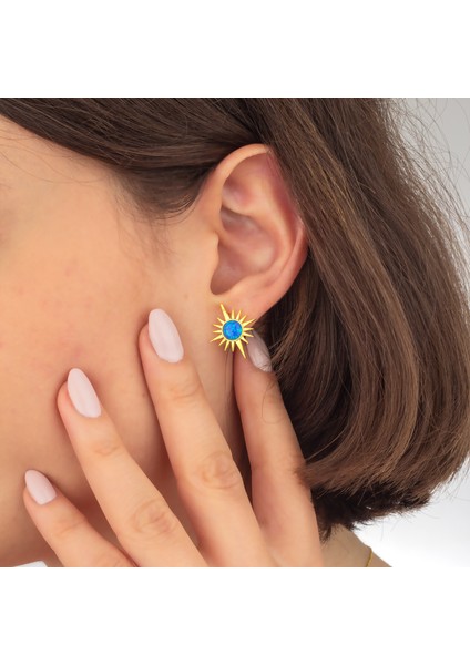 925 Ayar Gümüş Opal Taşlı Kutup Yıldızı Küpe fiyatları