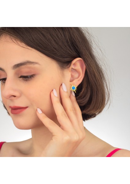 925 Ayar Gümüş Opal Taşlı Kutup Yıldızı Küpe modelleri