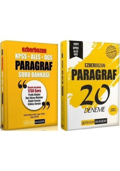 KPSS ALES DGS Paragraf Ezberbozan Soru + 20 Deneme 2'li Set Yayınları