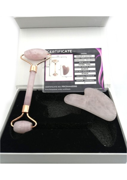 Pembe Kuvars Roller ve Gua Sha (Sertifikalı)