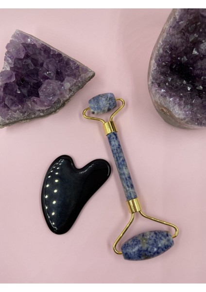 Sodalit Face Roller ve Oniks Gua Sha 2'li Set
