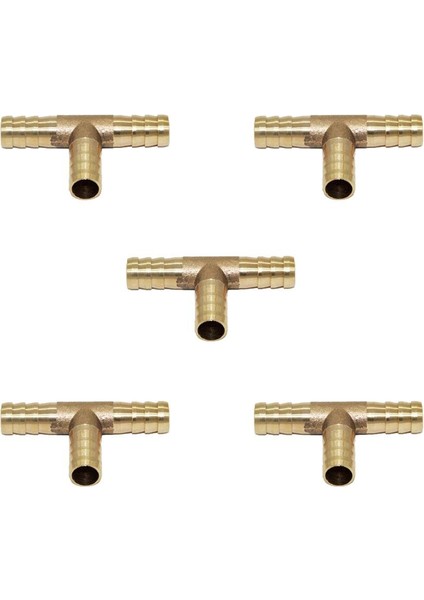 5 x Pirinç T Tipi Marangoz Yakıt Hortumu Marangoz Tee Bağlayıcı Hava Su Gazı 10MM (Yurt Dışından)