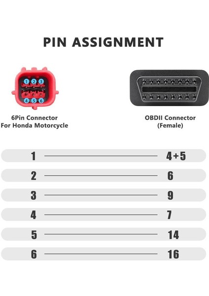 Honda Iv Motosiklet Obd2 Arıza Tespit Çevirici Kablo 6 Pin To 16