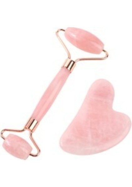 Pembe Kuvars Face Roller-Gua Sha