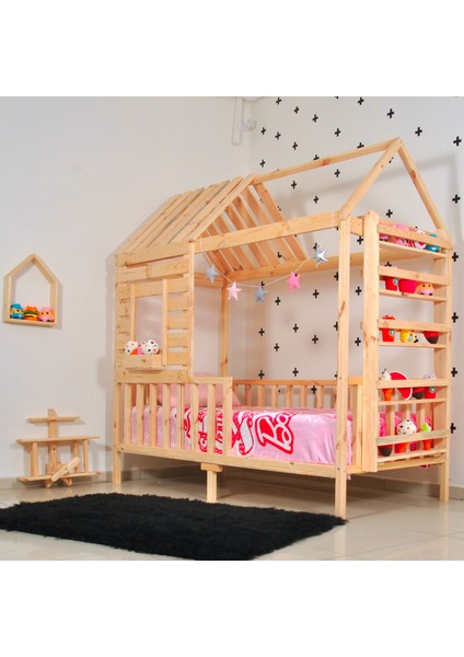 Montessori Yatak Çocuk Yatak Raf Doğal 90X190 Karyola