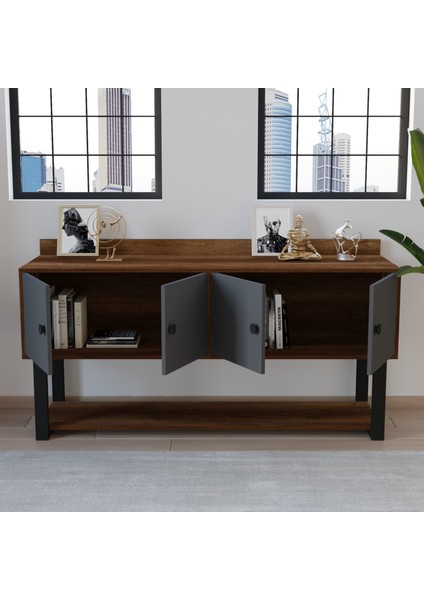 Grand Ofis Konsol 4 Kapaklı Metal Ayaklı Barok-Antrasit fiyatları