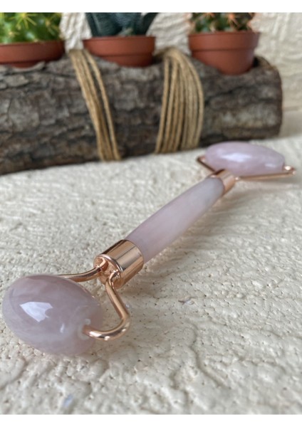 %100 Gerçek Pembe Kuvars Face Roller