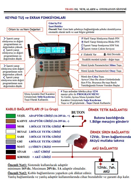 Th-02g Isı Ve Nem Kontrolü / Soğuk Hava Araçları Için Ideal Çözüm 1 Prob +16v Adaptör