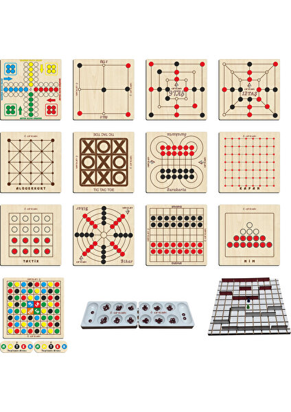 Ahşap Klasik Zeka ve Strateji Oyun Seti 15 Li