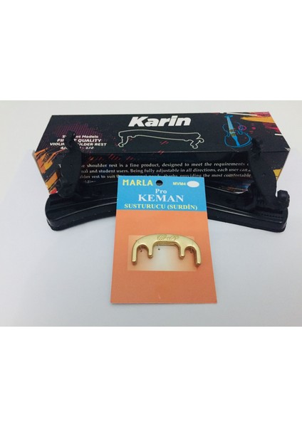 Keman Yastık (2/4-3/4-4/4) + Marla Sarı Renk Metal Keman Susturucusu Seti Kky-Ssa