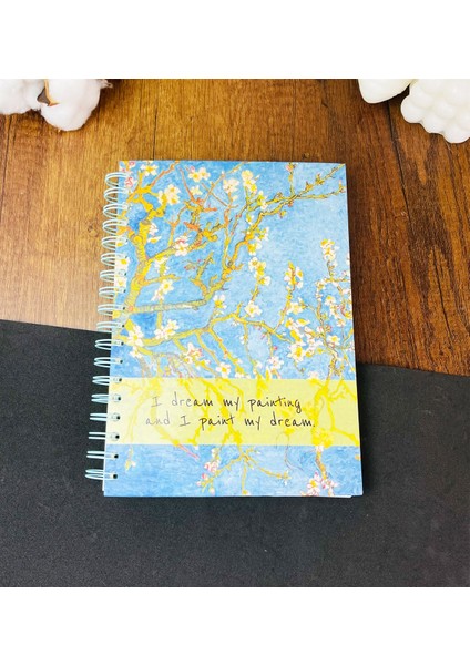 Van Gogh Badem Çiçeği Tasarımlı Spiralli Defter