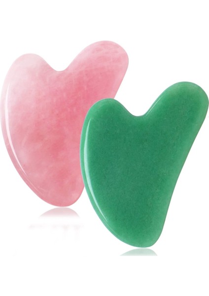 Aventurin Gua Sha Pembe Kuvars Gua Sha Ikili Set Yüz Masaj Aleti