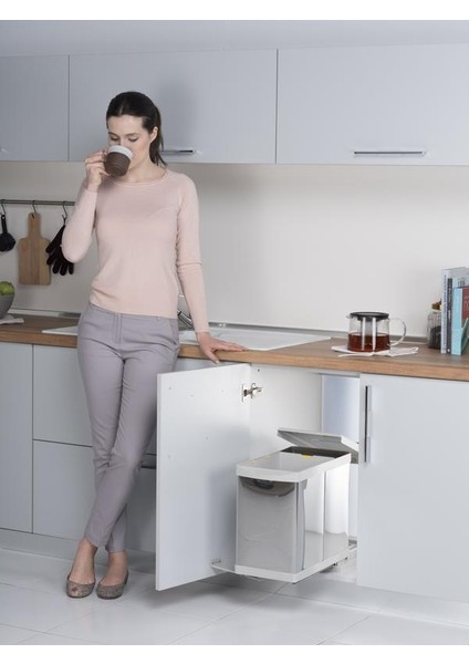 21100 Raylı Çöp Kovası, Paslanmaz/gri - 20LT fiyatları