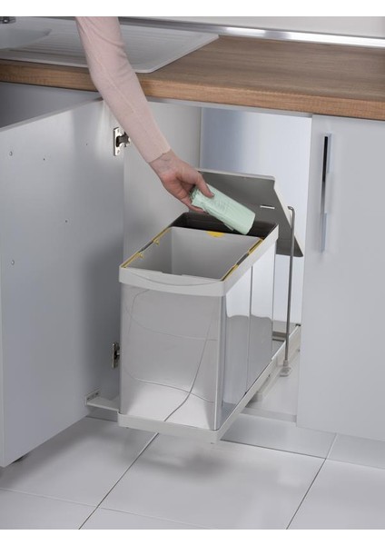 21100 Raylı Çöp Kovası, Paslanmaz/gri - 20LT modelleri